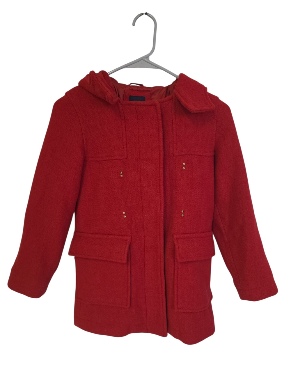 GAP Kids Red Wool Hooded Pea Coat